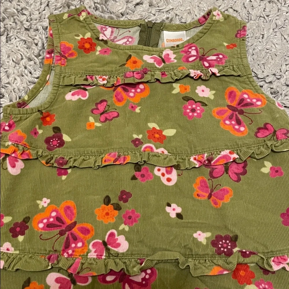 2012 Gymboree “Butterfly Girl” Butterfly Blossoms Corduroy Jumper Dress, Size 3T